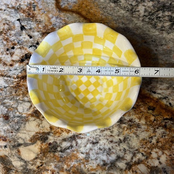 Hand Painted Yellow Checkered Bowls-Patti Cappell Design for Two’s Company - Picture 11 of 14